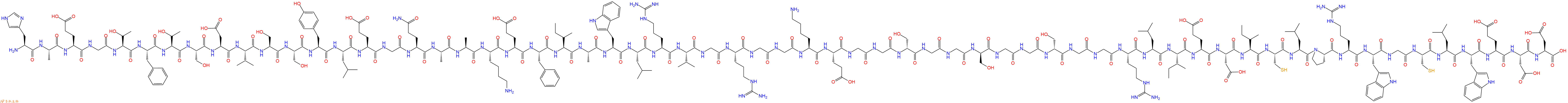 专肽生物产品H2N-His-Ala-Glu-Gly-Thr-Phe-Thr-Ser-Asp-Val-Ser-Ser-Tyr-Leu-Glu-Gly-Gln-Ala-Ala-Lys-Glu-Phe-Ile-Ala-Trp-Leu-Arg-Val-Gly-Arg-Gly-Gly-Lys-Glu-Gly-Gly-DSer-Gly-Gly-DSer-Gly-Gly-DSer-Gly-Gly-Arg-Leu-Ile-Glu-Asp-Ile-Cys-Leu-Pro-Arg-Trp-Gly-Cys-Leu-Trp-Glu-Asp-A