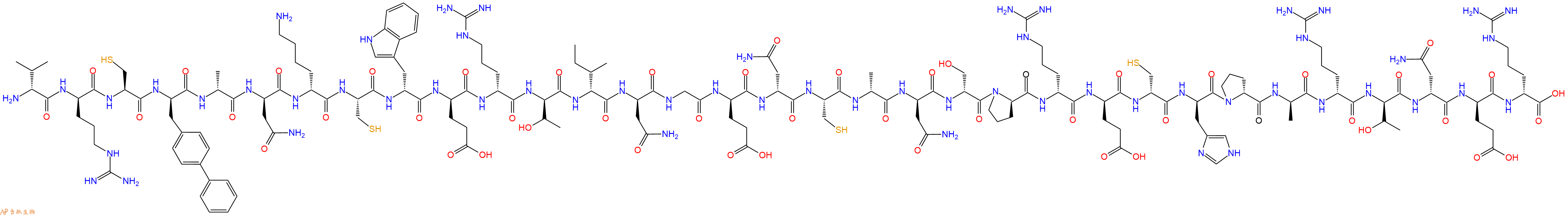 专肽生物产品H2N-DVal-DArg-Cys-DBip-DAla-DAsn-DLys-Cys-DTrp-DGlu-DArg-DThr-DIle-DAsn-Gly-DGlu-DAsn-Cys-DAla-DAsn-DSer-DPro-DArg-DGlu-DCys-DHis-DPro-DAla-DArg-DThr-DAsn-DGlu-DArg-OH