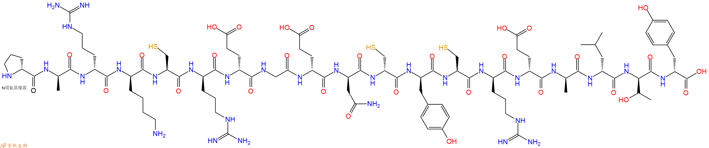专肽生物产品H2N-DPro-DAla-DArg-DLys-Cys-DArg-DGlu-Gly-DGlu-DAsn-DCys-DTyr-Cys-DArg-DGlu-DAla-DLeu-DThr-DTyr-OH