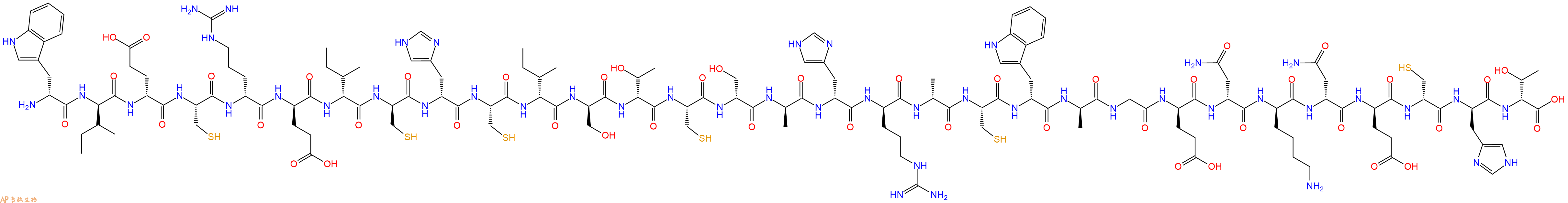 专肽生物产品H2N-DTrp-DIle-DGlu-Cys-DArg-DGlu-DIle-DCys-DHis-Cys-DIle-DSer-DThr-Cys-DSer-DAla-DHis-DArg-DAla-Cys-DTrp-DAla-Gly-DGlu-DAsn-DLys-DAsn-DGlu-DCys-DHis-DThr-OH
