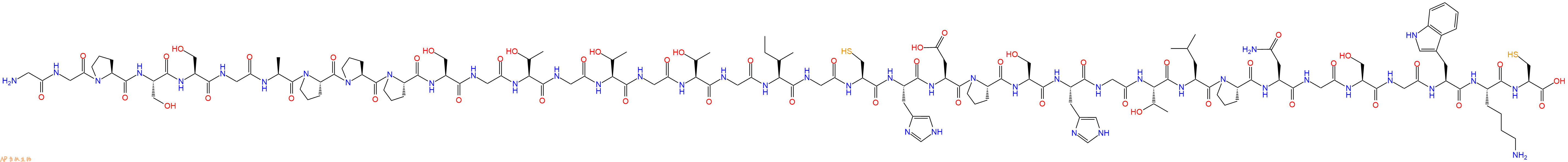 专肽生物产品H2N-Gly-Gly-Pro-Ser-Ser-Gly-Ala-Pro-Pro-Pro-Ser-Gly-Thr-Gly-Thr-Gly-Thr-Gly-Ile-Gly-Cys-His-Asp-Pro-Ser-His-Gly-Thr-Leu-Pro-Asn-Gly-Ser-Gly-Trp-Lys-Cys-OH