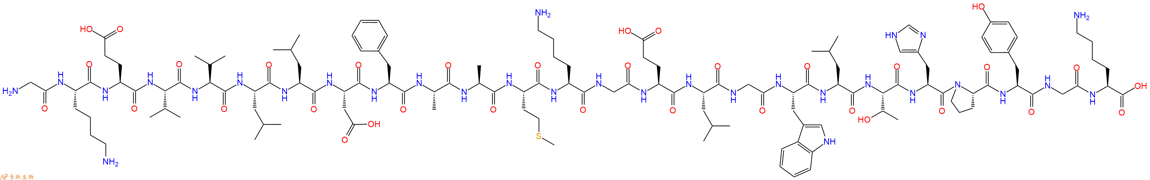 专肽生物产品H2N-Gly-Lys-Glu-Val-Val-Leu-Leu-Asp-Phe-Ala-Ala-Met-Lys-Gly-Glu-Leu-Gly-Trp-Leu-Thr-His-Pro-Tyr-Gly-Lys-OH