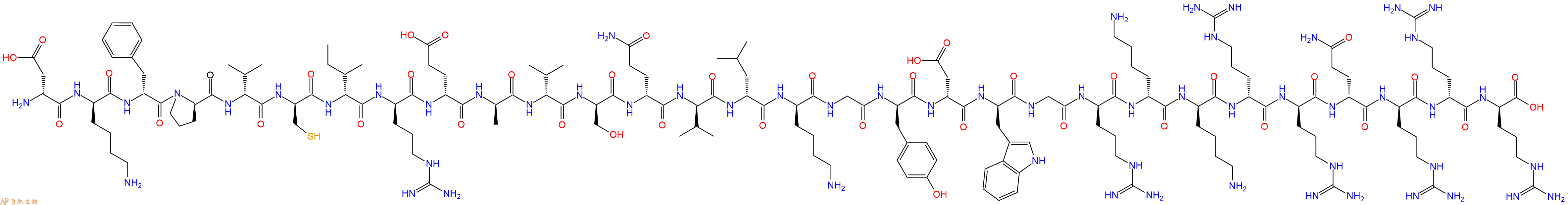 专肽生物产品H2N-DAsp-DLys-DPhe-DPro-DVal-DCys-DIle-DArg-DGlu-DAla-DVal-DSer-DGln-DVal-DLeu-DLys-Gly-DTyr-DAsp-DTrp-Gly-DArg-DLys-DLys-DArg-DArg-DGln-DArg-DArg-DArg-OH