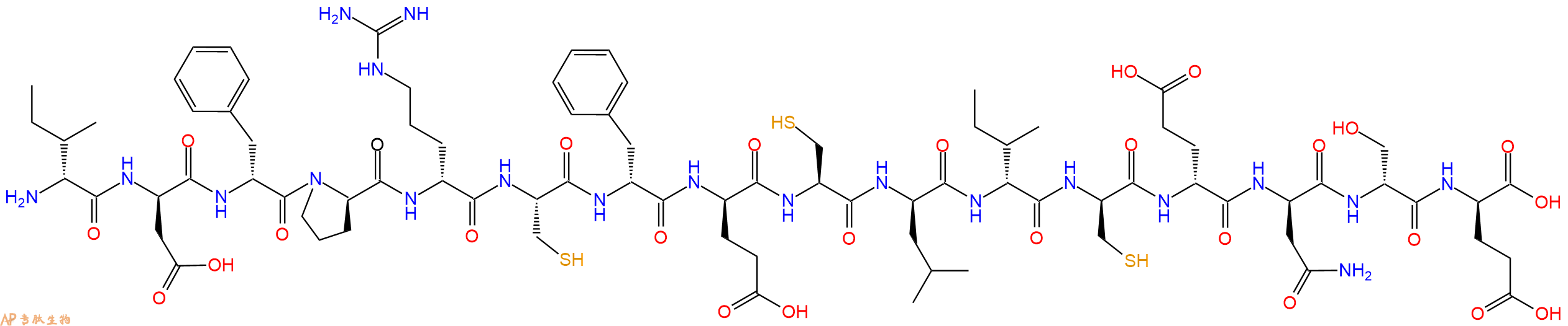 专肽生物产品H2N-DIle-DAsp-DPhe-DPro-DArg-Cys-DPhe-DGlu-Cys-DLeu-DIle-DCys-DGlu-DAsn-DSer-DGlu-OH