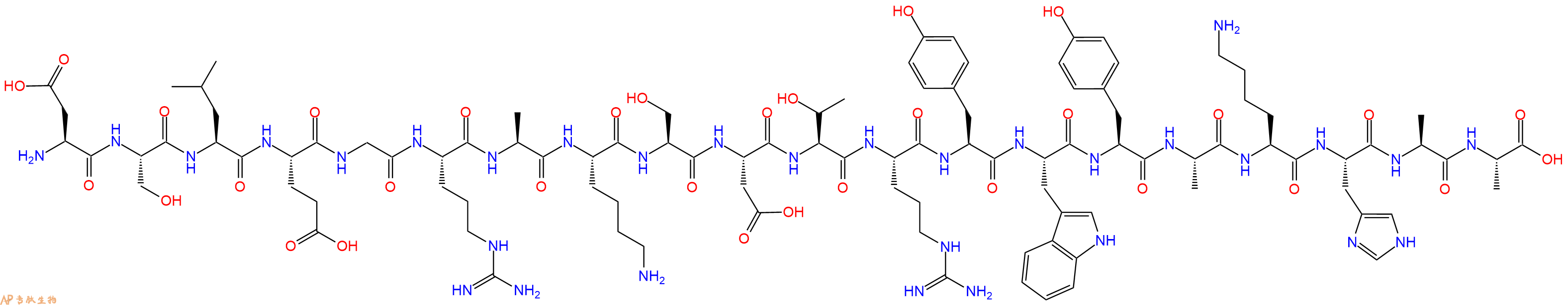 专肽生物产品H2N-Asp-Ser-Leu-Glu-Gly-Arg-Ala-Lys-Ser-Asp-Thr-Arg-Tyr-Trp-Tyr-Ala-Lys-His-Ala-Ala-OH