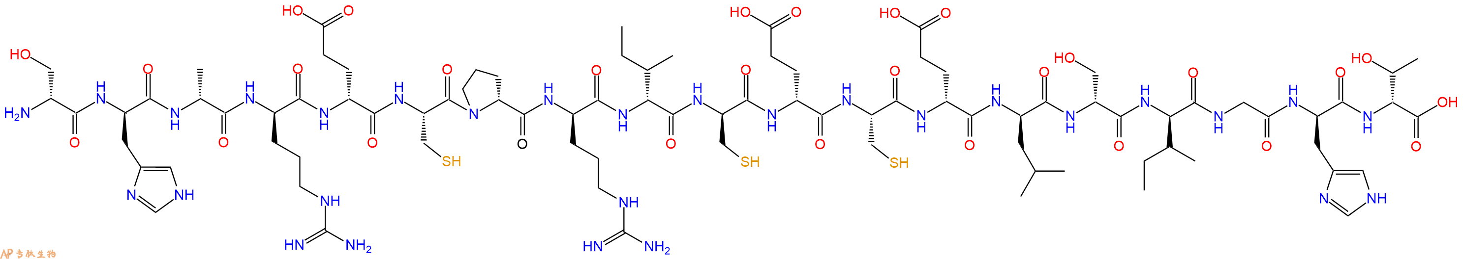 专肽生物产品H2N-DSer-DHis-DAla-DArg-DGlu-Cys-DPro-DArg-DIle-DCys-DGlu-Cys-DGlu-DLeu-DSer-DIle-Gly-DHis-DThr-OH