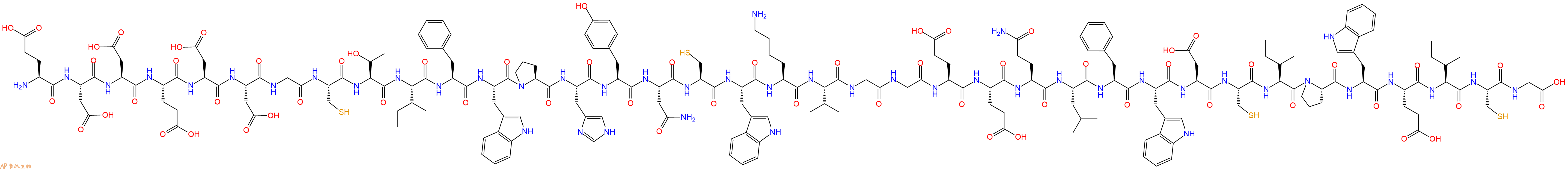 专肽生物产品H2N-Glu-Asp-Asp-Glu-Asp-Asp-Gly-Cys-Thr-Ile-Phe-Trp-Pro-His-Tyr-Asn-Cys-Trp-Lys-Val-Gly-Gly-Glu-Glu-Gln-Leu-Phe-Trp-Asp-Cys-Ile-Pro-Trp-Glu-Ile-Cys-Gly-OH