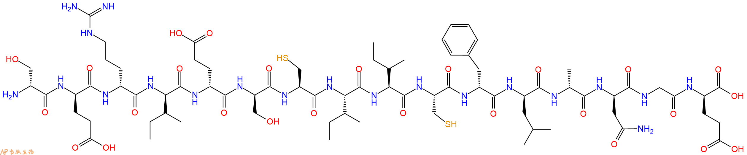 专肽生物产品H2N-DSer-DGlu-DArg-DIle-DGlu-DSer-Cys-Ile-Ile-Cys-DPhe-DLeu-DAla-DAsn-Gly-DGlu-OH