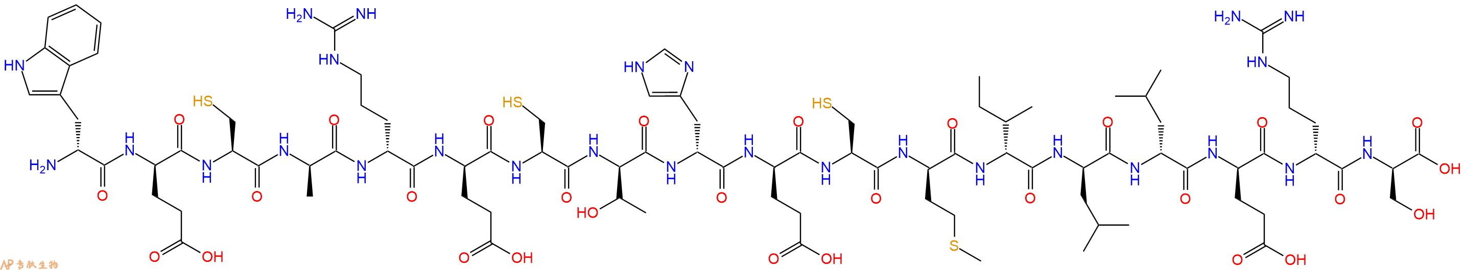 专肽生物产品H2N-DTrp-DGlu-Cys-DAla-DArg-DGlu-Cys-DThr-DHis-DGlu-Cys-DMet-DIle-DLeu-DLeu-DGlu-DArg-DSer-OH