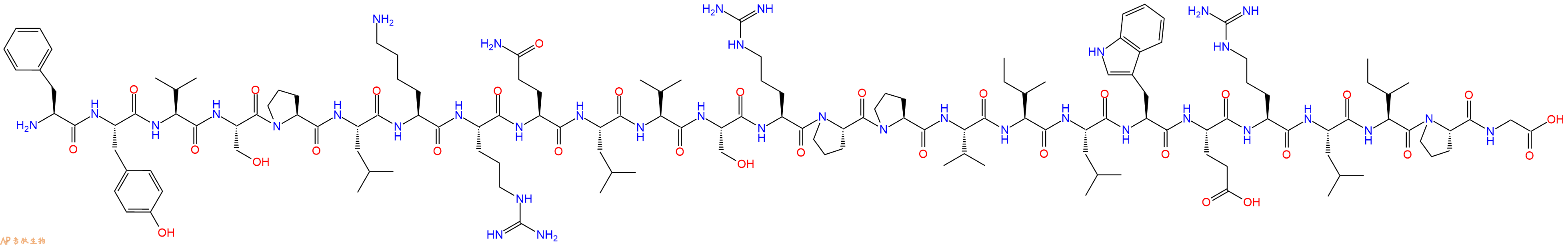 专肽生物产品H2N-Phe-Tyr-Val-Ser-Pro-Leu-Lys-Arg-Gln-Leu-Val-Ser-Arg-Pro-Pro-Val-Ile-Leu-Trp-Glu-Arg-Leu-Ile-Pro-Gly-OH