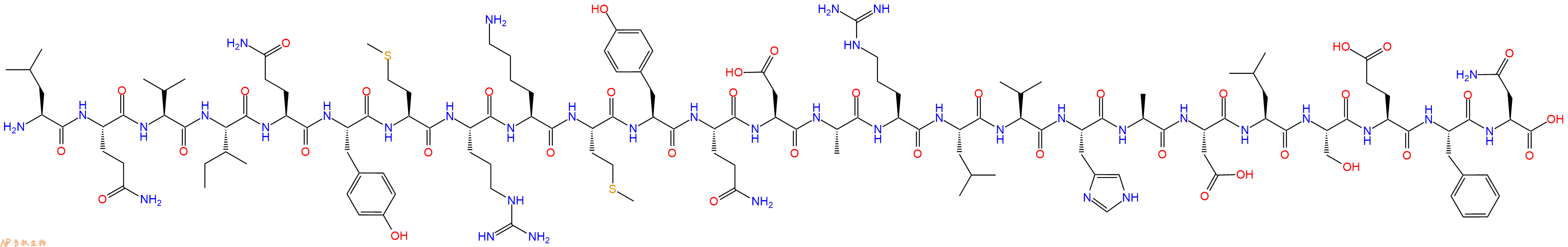 专肽生物产品H2N-Leu-Gln-Val-Ile-Gln-Tyr-Met-Arg-Lys-Met-Tyr-Gln-Asp-Ala-Arg-Leu-Val-His-Ala-Asp-Leu-Ser-Glu-Phe-Asn-OH