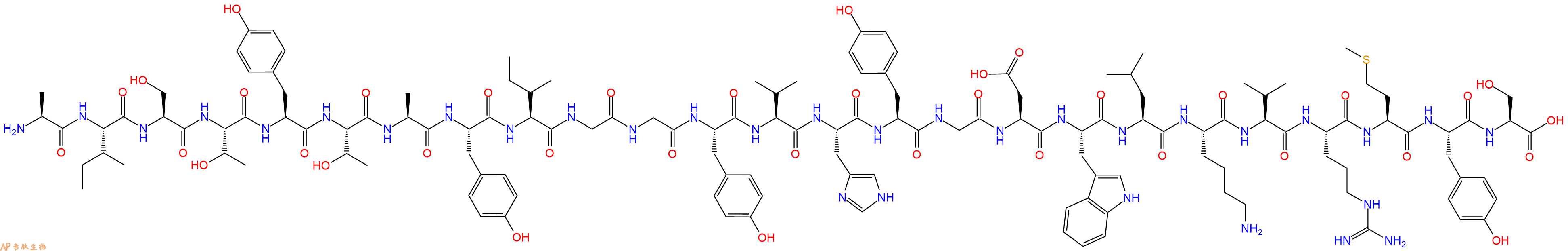 专肽生物产品H2N-Ala-Ile-Ser-Thr-Tyr-Thr-Ala-Tyr-Ile-Gly-Gly-Tyr-Val-His-Tyr-Gly-Asp-Trp-Leu-Lys-Val-Arg-Met-Tyr-Ser-OH