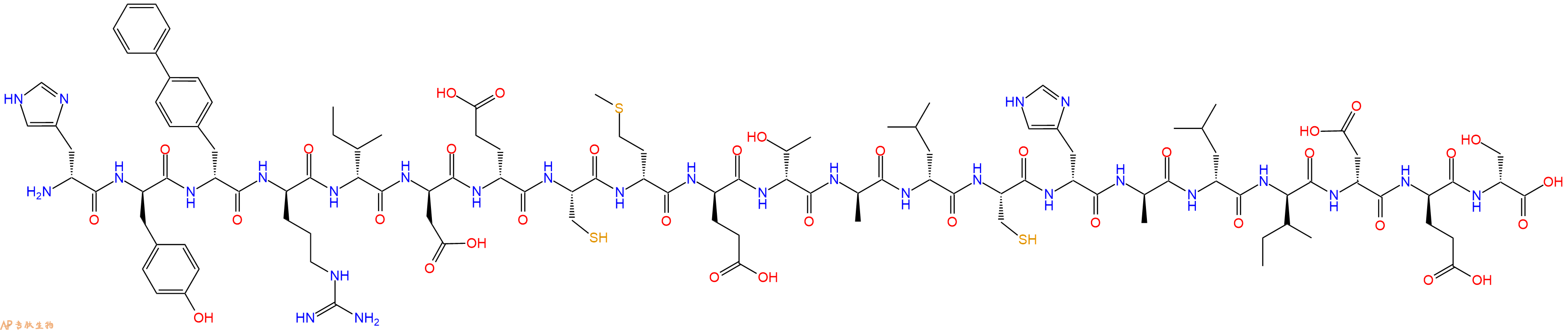 专肽生物产品H2N-DHis-DTyr-DBip-DArg-DIle-DAsp-DGlu-Cys-DMet-DGlu-DThr-DAla-DLeu-Cys-DHis-DAla-DLeu-DIle-DAsp-DGlu-DSer-OH