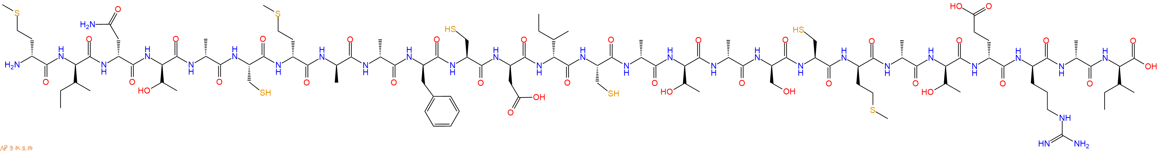 专肽生物产品H2N-DMet-DIle-DAsn-DThr-DAla-Cys-DMet-DAla-DAla-DPhe-Cys-DAsp-DIle-Cys-DAla-DThr-DAla-DSer-Cys-DMet-DAla-DThr-DGlu-DArg-DAla-DIle-OH