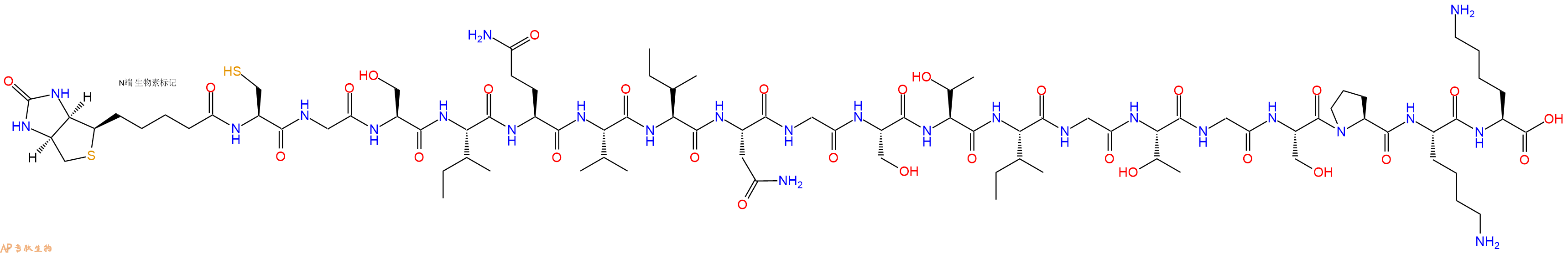 专肽生物产品Biotinyl-Cys-Gly-Ser-Ile-Gln-Val-Ile-Asn-Gly-Ser-Thr-Ile-Gly-Thr-Gly-Ser-Pro-Lys-Lys-OH