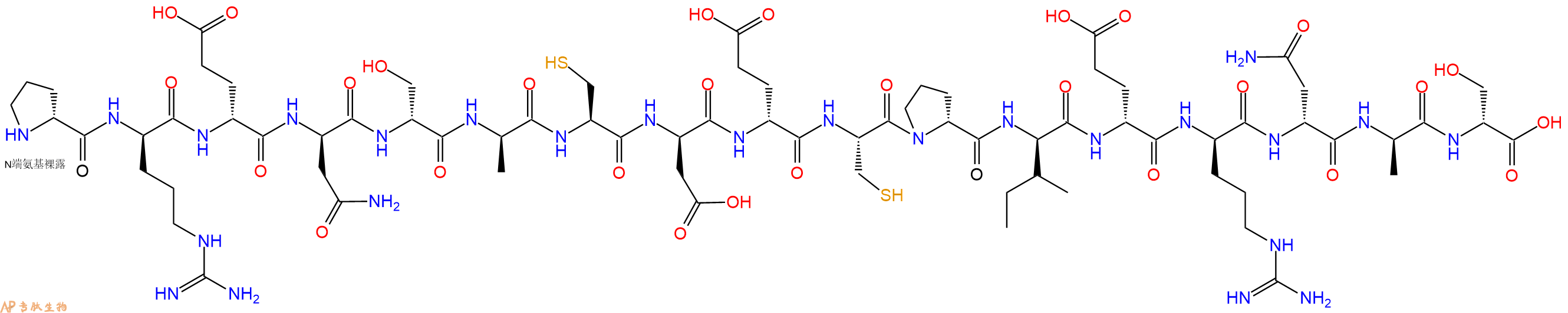 专肽生物产品H2N-DPro-DArg-DGlu-DAsn-DSer-DAla-Cys-DAsp-DGlu-Cys-DPro-DIle-DGlu-DArg-DAsn-DAla-DSer-OH