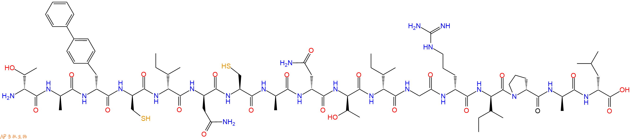 专肽生物产品H2N-DThr-DAla-DBip-DCys-DIle-DAsn-Cys-DAla-DAsn-DThr-DIle-Gly-DArg-DIle-DPro-DAla-DLeu-OH