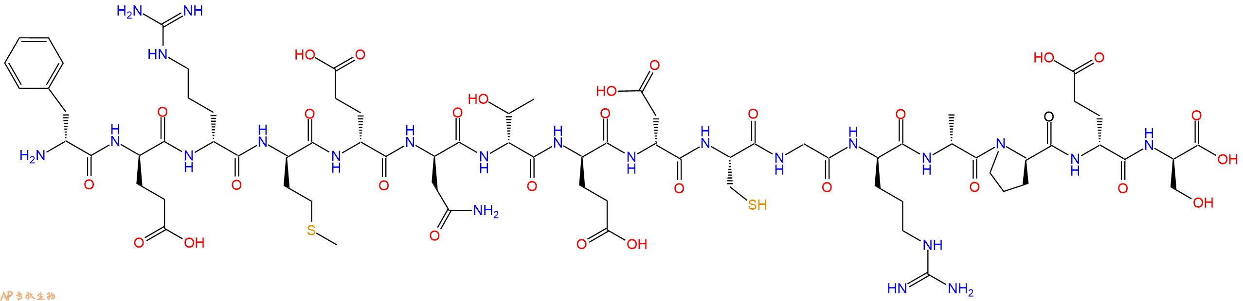 专肽生物产品H2N-DPhe-DGlu-DArg-DMet-DGlu-DAsn-DThr-DGlu-DAsp-Cys-Gly-DArg-DAla-DPro-DGlu-DSer-OH