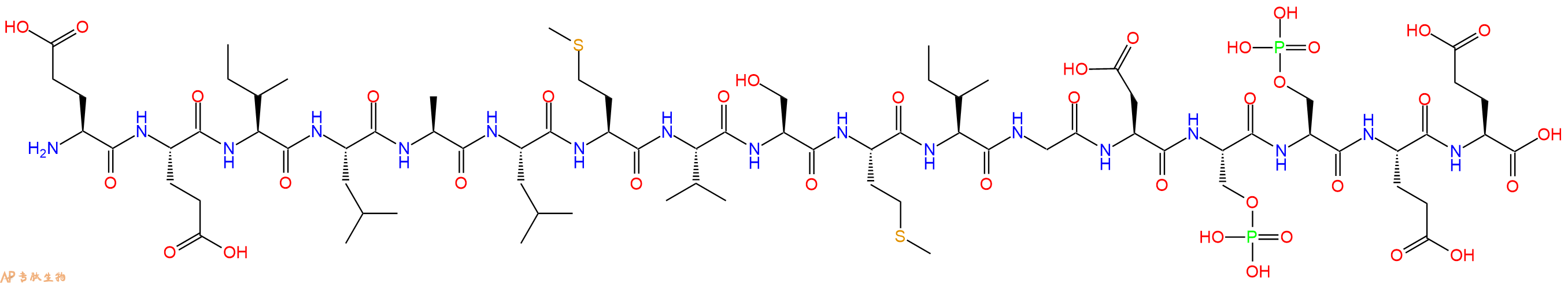 专肽生物产品H2N-Glu-Glu-Ile-Leu-Ala-Leu-Met-Val-Ser-Met-Ile-Gly-Asp-Ser(PO3H2)-Ser(PO3H2)-Glu-Glu-OH