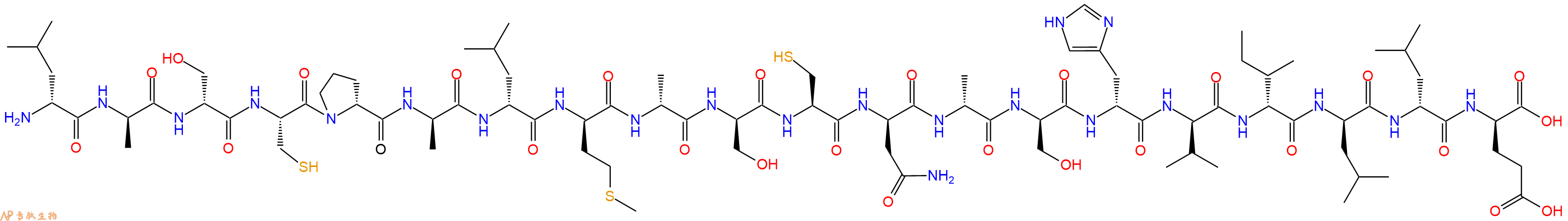 专肽生物产品H2N-DLeu-DAla-DSer-Cys-DPro-DAla-DLeu-DMet-DAla-DSer-Cys-DAsn-DAla-DSer-DHis-DVal-DIle-DLeu-DLeu-DGlu-OH