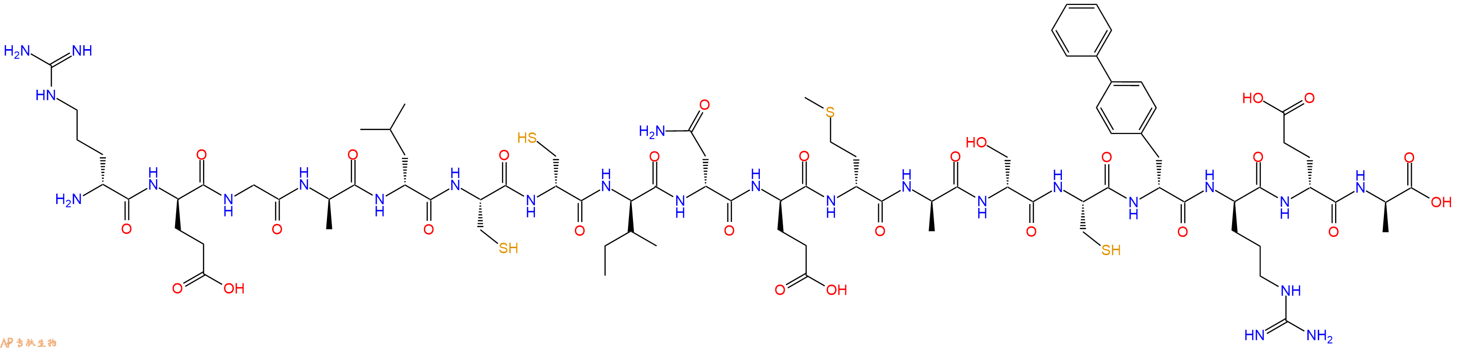 专肽生物产品H2N-DArg-DGlu-Gly-DAla-DLeu-Cys-DCys-DIle-DAsn-DGlu-DMet-DAla-DSer-Cys-DBip-DArg-DGlu-DAla-OH