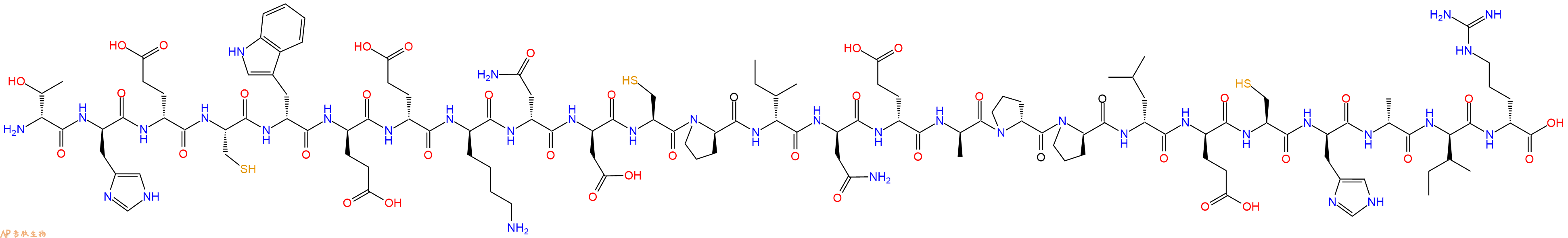 专肽生物产品H2N-DThr-DHis-DGlu-Cys-DTrp-DGlu-DGlu-DLys-DAsn-DAsp-Cys-DPro-DIle-DAsn-DGlu-DAla-DPro-DPro-DLeu-DGlu-Cys-DHis-DAla-DIle-DArg-OH
