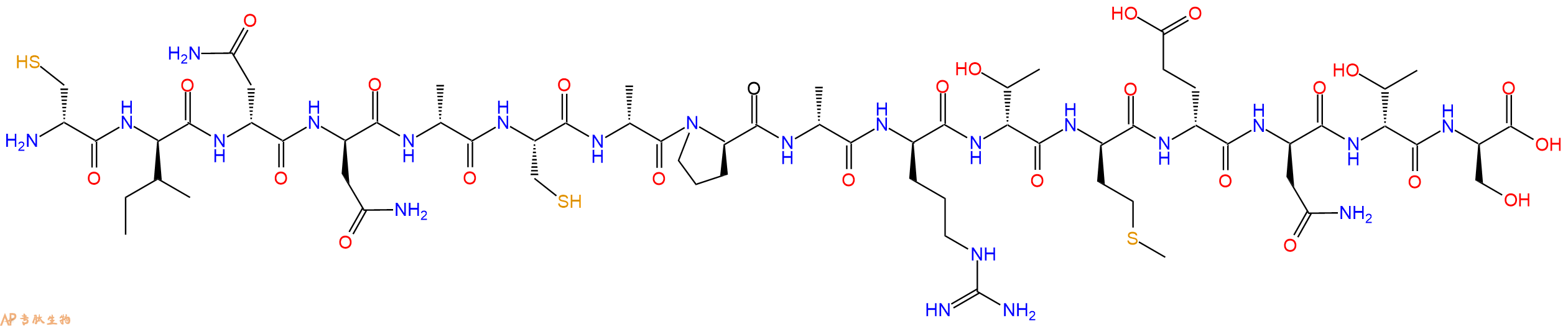 专肽生物产品H2N-DCys-DIle-DAsn-DAsn-DAla-Cys-DAla-DPro-DAla-DArg-DThr-DMet-DGlu-DAsn-DThr-DSer-OH