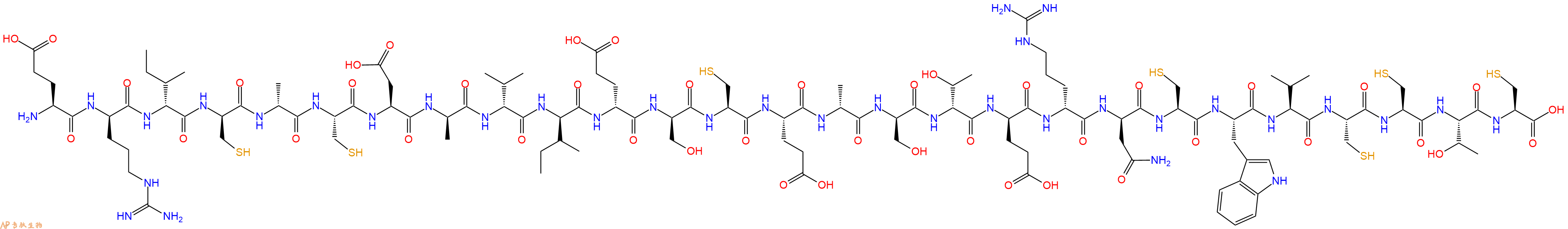 专肽生物产品H2N-Glu-DArg-DIle-DCys-DAla-Cys-Asp-DAla-DVal-DIle-DGlu-DSer-Cys-Glu-DAla-DSer-DThr-DGlu-DArg-DAsn-Cys-Trp-Val-Cys-Cys-Thr-Cys-OH