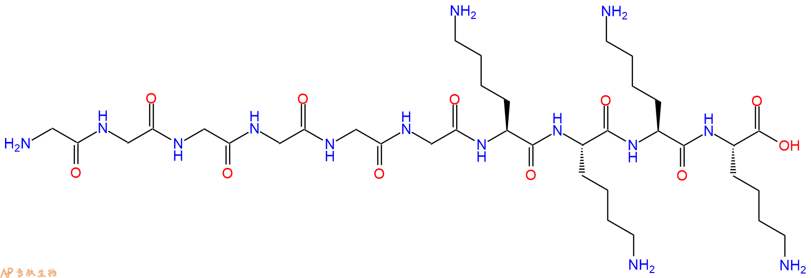 专肽生物产品H2N-Gly-Gly-Gly-Gly-Gly-Gly-Lys-Lys-Lys-Lys-OH
