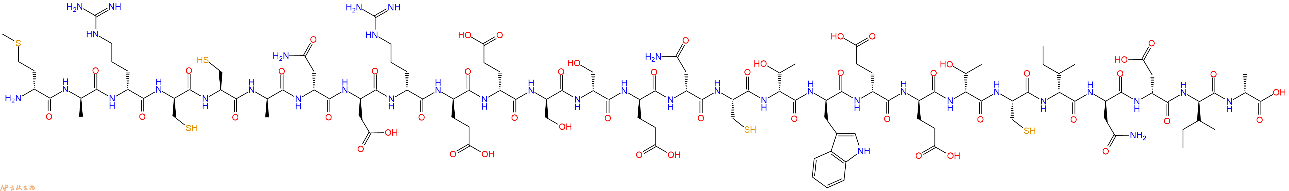 专肽生物产品H2N-DMet-DAla-DArg-DCys-Cys-DAla-DAsn-DAsp-DArg-DGlu-DGlu-DSer-DSer-DGlu-DAsn-Cys-DThr-DTrp-DGlu-DGlu-DThr-Cys-DIle-DAsn-DAsp-DIle-DAla-OH