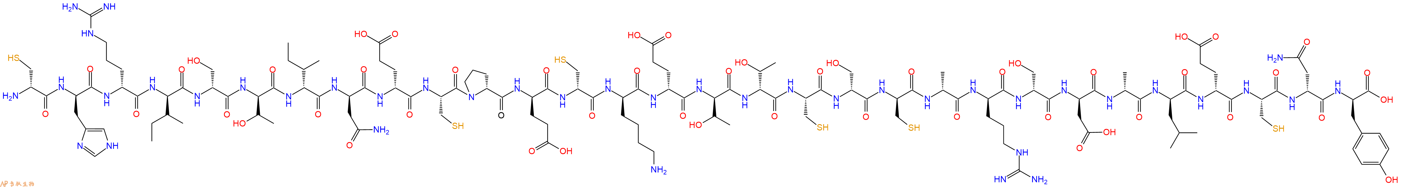 专肽生物产品H2N-DCys-DHis-DArg-DIle-DSer-DThr-DIle-DAsn-DGlu-Cys-DPro-DGlu-DCys-DLys-DGlu-DThr-DThr-Cys-DSer-DCys-DAla-DArg-DSer-DAsp-DAla-DLeu-DGlu-Cys-DAsn-DTyr-OH