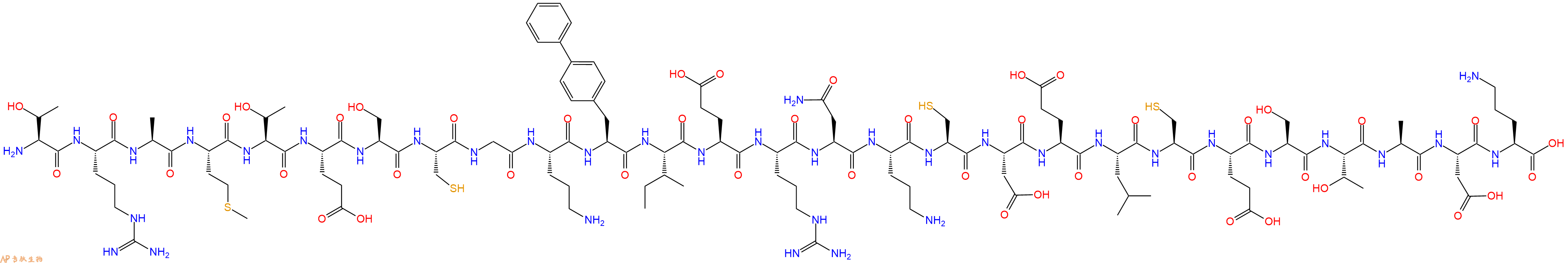 专肽生物产品H2N-Thr-Arg-Ala-Met-Thr-Glu-Ser-Cys-Gly-Orn-Bip-Ile-Glu-Arg-Asn-Orn-Cys-Asp-Glu-Leu-Cys-Glu-Ser-Thr-Ala-Asp-Orn-OH
