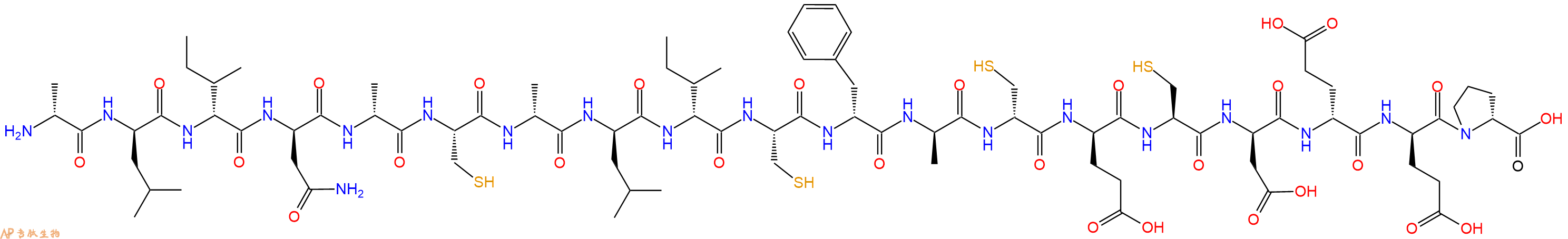 专肽生物产品H2N-DAla-DLeu-DIle-DAsn-DAla-Cys-DAla-DLeu-DIle-Cys-DPhe-DAla-DCys-DGlu-Cys-DAsp-DGlu-DGlu-DPro-OH