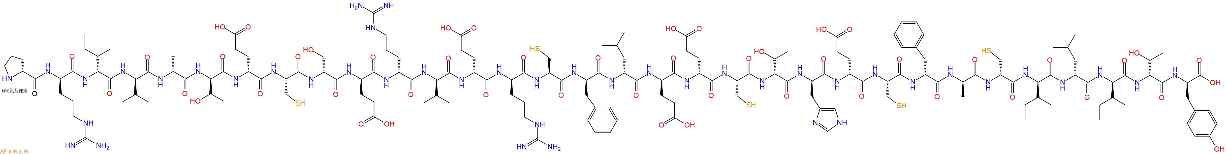 专肽生物产品H2N-DPro-DArg-DIle-DVal-DAla-DThr-DGlu-Cys-DSer-DGlu-DArg-DVal-DGlu-DArg-Cys-DPhe-DLeu-DGlu-DGlu-Cys-DThr-DHis-DGlu-Cys-DPhe-DAla-DCys-DIle-DLeu-DIle-DThr-DTyr-OH