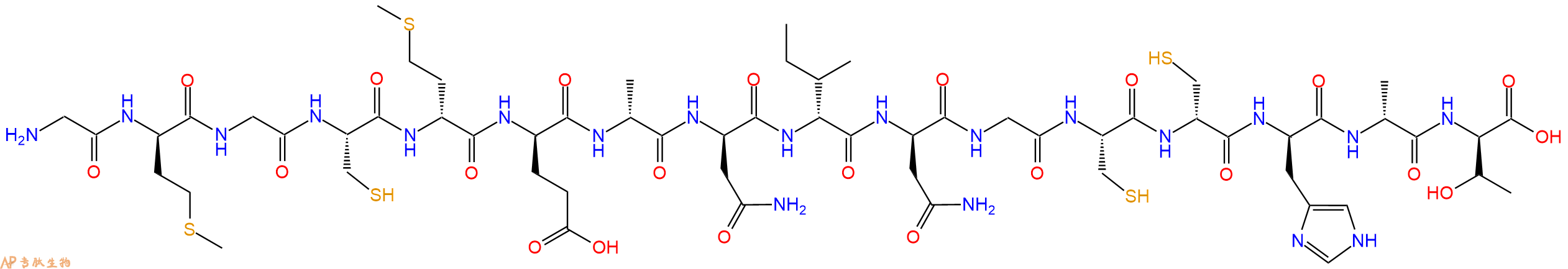 专肽生物产品H2N-Gly-DMet-Gly-Cys-DMet-DGlu-DAla-DAsn-DIle-DAsn-Gly-Cys-DCys-DHis-DAla-DThr-OH