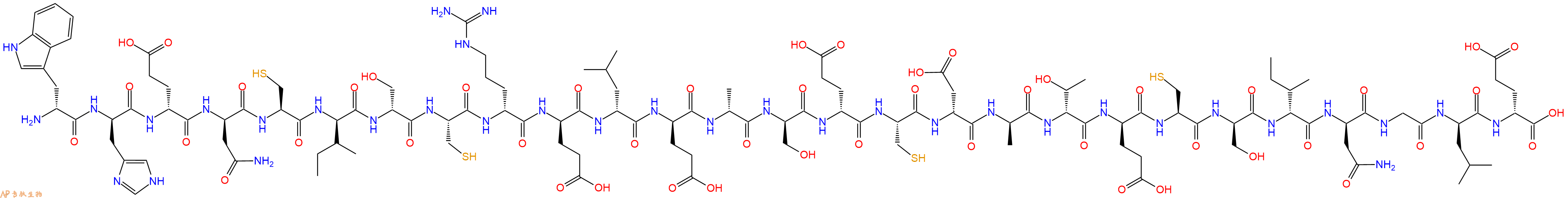 专肽生物产品H2N-DTrp-DHis-DGlu-DAsn-Cys-DIle-DSer-Cys-DArg-DGlu-DLeu-DGlu-DAla-DSer-DGlu-Cys-DAsp-DAla-DThr-DGlu-Cys-DSer-DIle-DAsn-Gly-DLeu-DGlu-OH