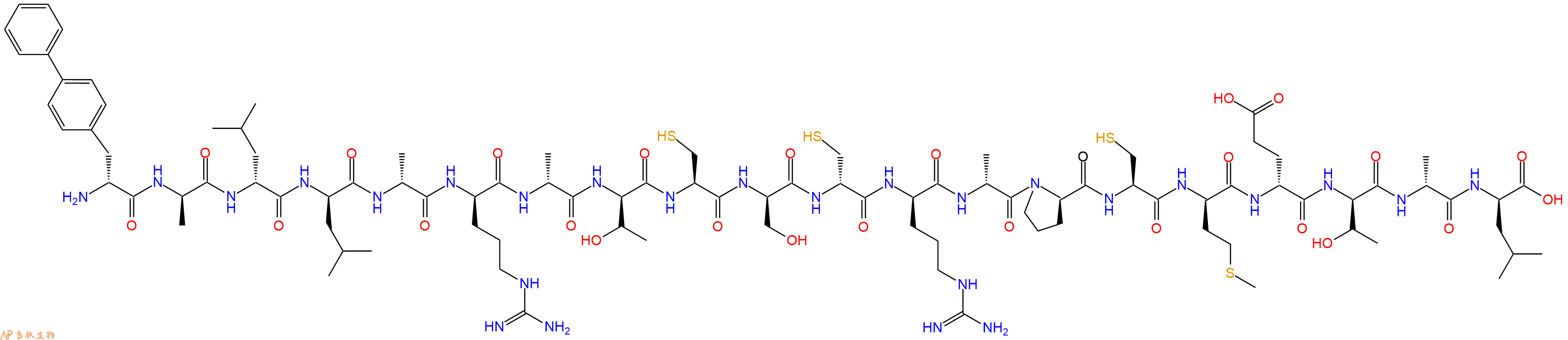 专肽生物产品H2N-DBip-DAla-DLeu-DLeu-DAla-DArg-DAla-DThr-Cys-DSer-DCys-DArg-DAla-DPro-Cys-DMet-DGlu-DThr-DAla-DLeu-OH