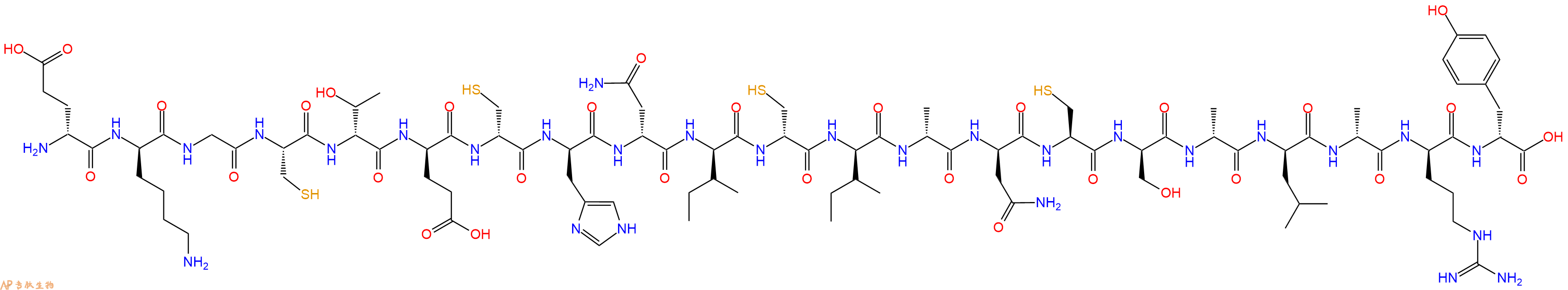 专肽生物产品H2N-DGlu-DLys-Gly-Cys-DThr-DGlu-DCys-DHis-DAsn-DIle-DCys-DIle-DAla-DAsn-Cys-DSer-DAla-DLeu-DAla-DArg-DTyr-OH