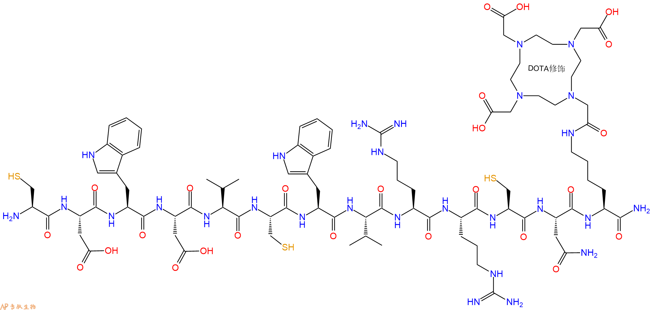 专肽生物产品H2N-Cys-Asp-Trp-Asp-Val-Cys-Trp-Val-Arg-Arg-Cys-Asn-Lys(DOTA)-CONH2
