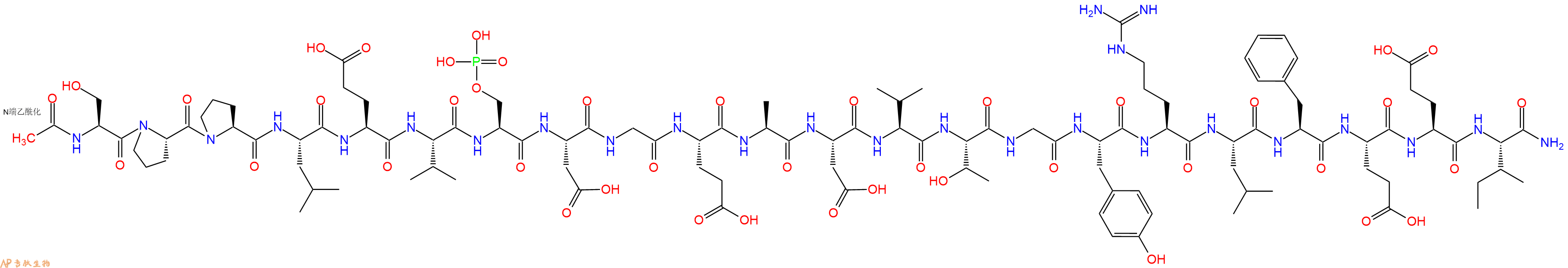 专肽生物产品Ac-Ser-Pro-Pro-Leu-Glu-Val-Ser(PO3H2)-Asp-Gly-Glu-Ala-Asp-Val-Thr-Gly-Tyr-Arg-Leu-Phe-Glu-Glu-Ile-CONH2