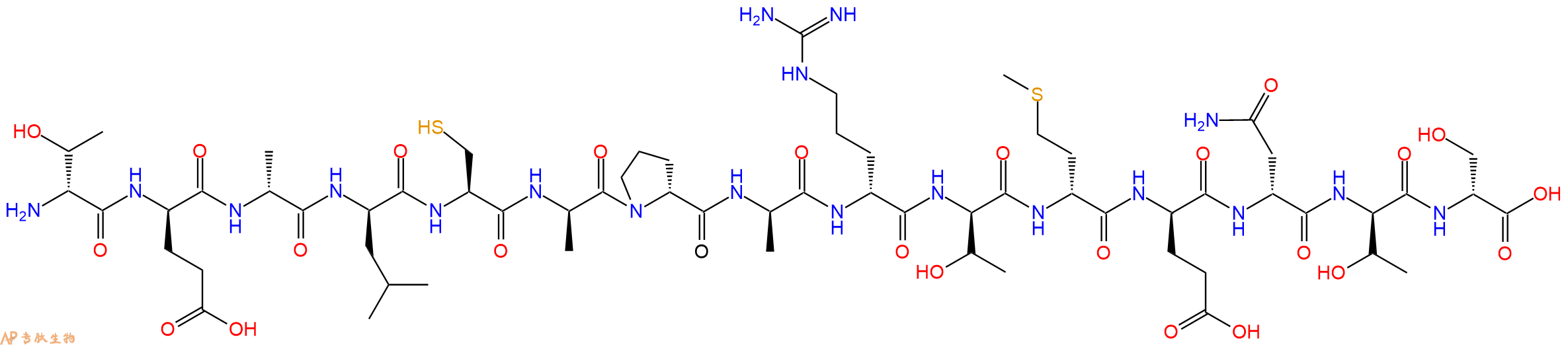 专肽生物产品H2N-DThr-DGlu-DAla-DLeu-Cys-DAla-DPro-DAla-DArg-DThr-DMet-DGlu-DAsn-DThr-DSer-OH