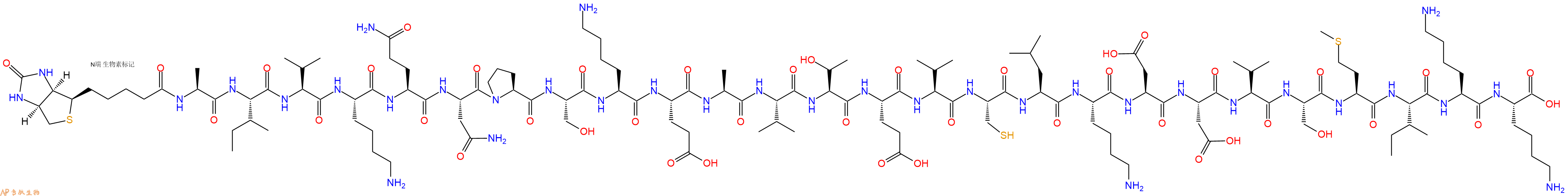 专肽生物产品Biotinyl-Ala-Ile-Val-Lys-Gln-Asn-Pro-Ser-Lys-Glu-Ala-Val-Thr-Glu-Val-Cys-Leu-Lys-Asp-Asp-Val-Ser-Met-Ile-Lys-Lys-OH