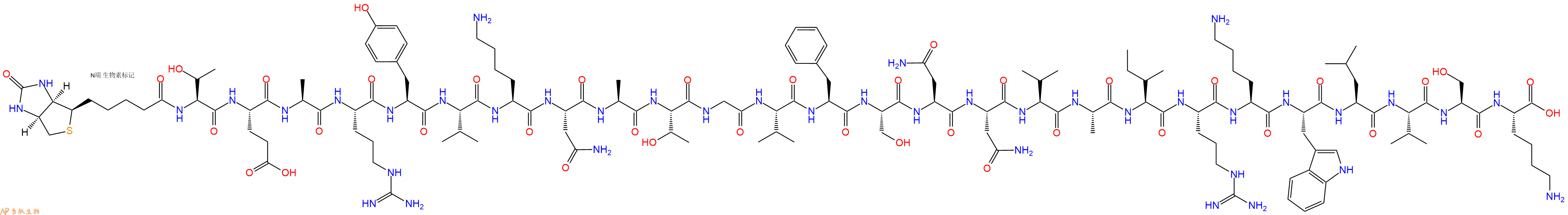 专肽生物产品Biotinyl-Thr-Glu-Ala-Arg-Tyr-Val-Lys-Asn-Ala-Thr-Gly-Val-Phe-Ser-Asn-Asn-Val-Ala-Ile-Arg-Lys-Trp-Leu-Val-Ser-Lys-OH