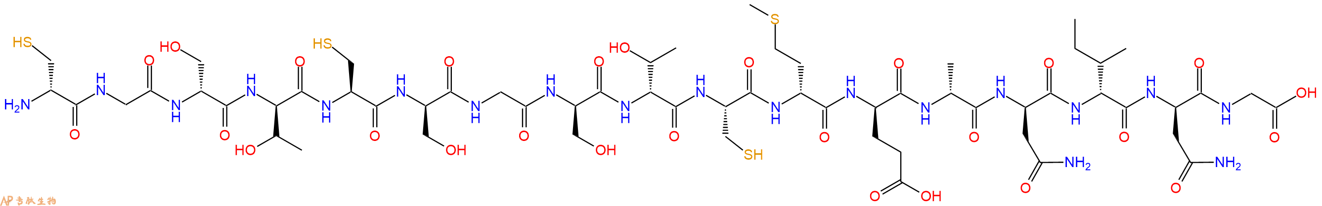专肽生物产品H2N-DCys-Gly-DSer-DThr-Cys-DSer-Gly-DSer-DThr-Cys-DMet-DGlu-DAla-DAsn-DIle-DAsn-Gly-OH