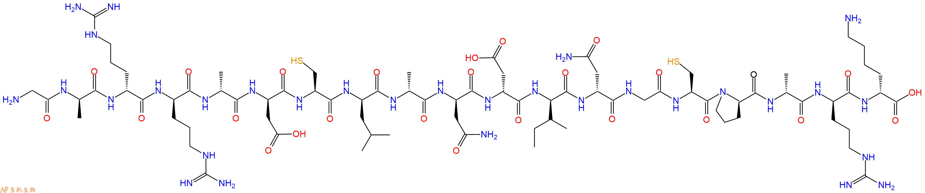 专肽生物产品H2N-Gly-DAla-DArg-DArg-DAla-DAsp-Cys-DLeu-DAla-DAsn-DAsp-DIle-DAsn-Gly-Cys-DPro-DAla-DArg-DLys-OH