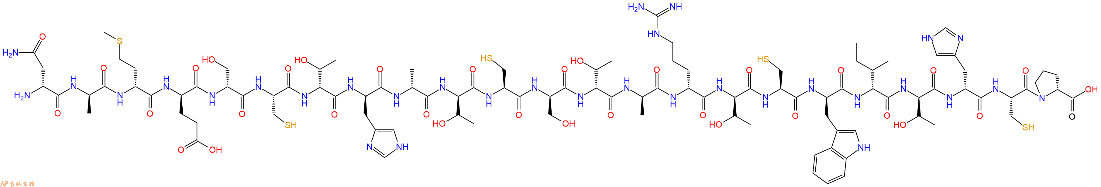 专肽生物产品H2N-DAsn-DAla-DMet-DGlu-DSer-Cys-DThr-DHis-DAla-DThr-Cys-DSer-DThr-DAla-DArg-DThr-Cys-DTrp-DIle-DThr-DHis-Cys-DPro-OH
