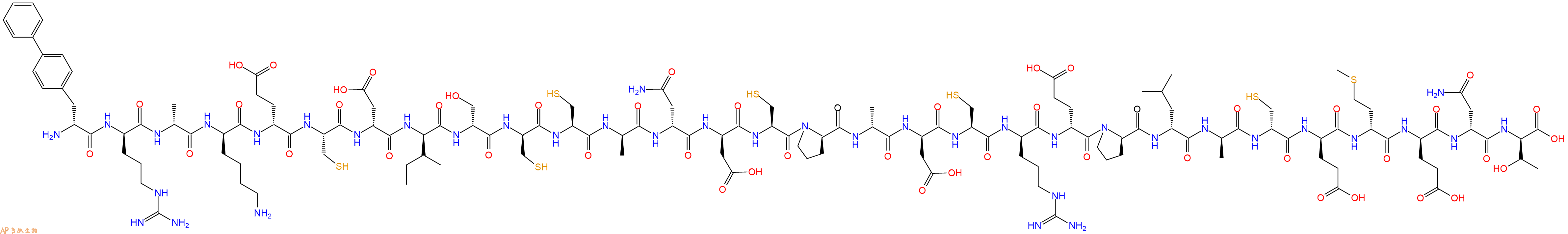 专肽生物产品H2N-DBip-DArg-DAla-DLys-DGlu-Cys-DAsp-DIle-DSer-DCys-Cys-DAla-DAsn-DAsp-Cys-DPro-DAla-DAsp-Cys-DArg-DGlu-DPro-DLeu-DAla-DCys-DGlu-DMet-DGlu-DAsn-DThr-OH