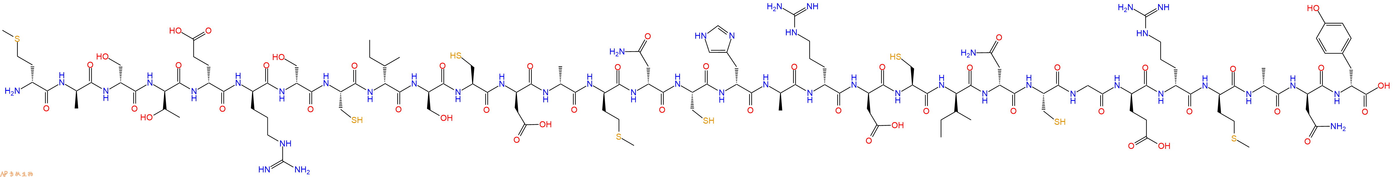专肽生物产品H2N-DMet-DAla-DSer-DThr-DGlu-DArg-DSer-Cys-DIle-DSer-Cys-DAsp-DAla-DMet-DAsn-Cys-DHis-DAla-DArg-DAsp-Cys-DIle-DAsn-Cys-Gly-DGlu-DArg-DMet-DAla-DAsn-DTyr-OH