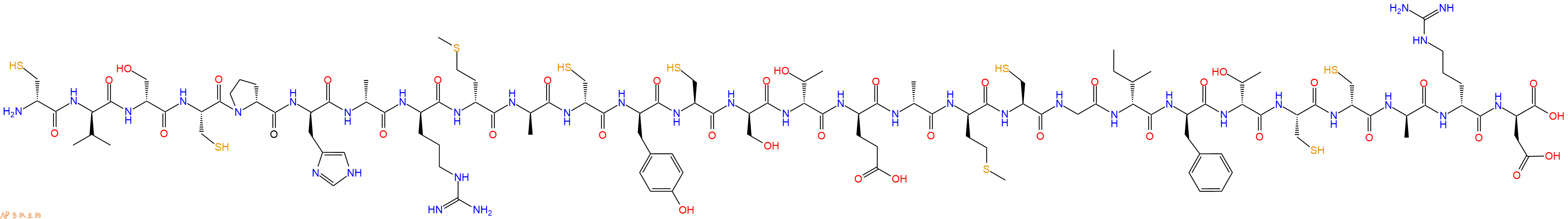 专肽生物产品H2N-DCys-DVal-DSer-Cys-DPro-DHis-DAla-DArg-DMet-DAla-DCys-DTyr-Cys-DSer-DThr-DGlu-DAla-DMet-Cys-Gly-DIle-DPhe-DThr-Cys-DCys-DAla-DArg-DAsp-OH