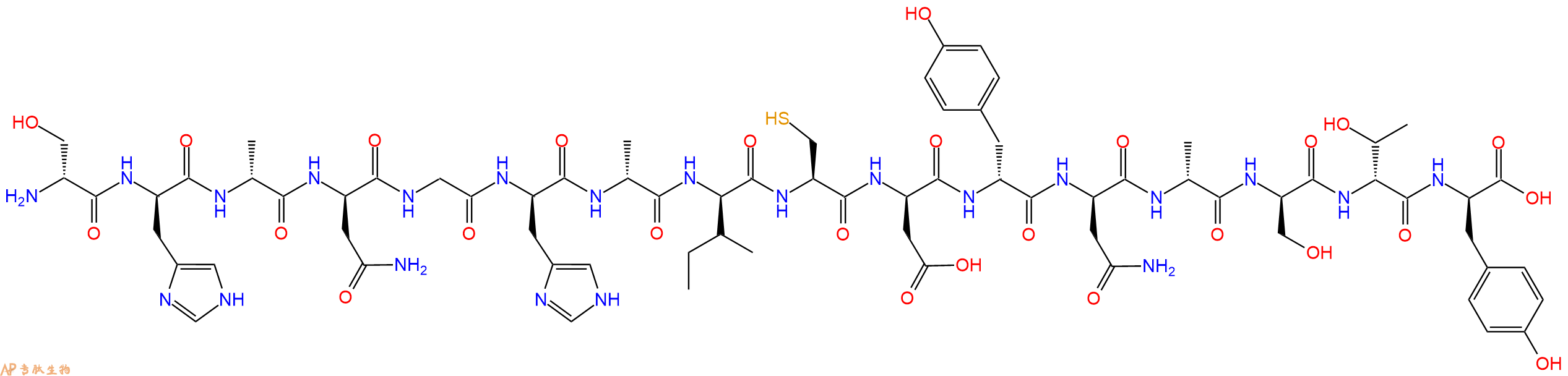 专肽生物产品H2N-DSer-DHis-DAla-DAsn-Gly-DHis-DAla-DIle-Cys-DAsp-DTyr-DAsn-DAla-DSer-DThr-DTyr-OH